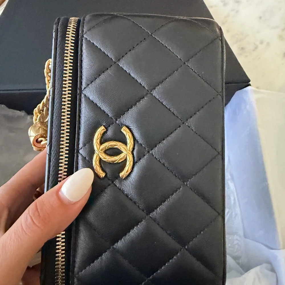 CHANEL small Vanity Crossbody with Gold Chain